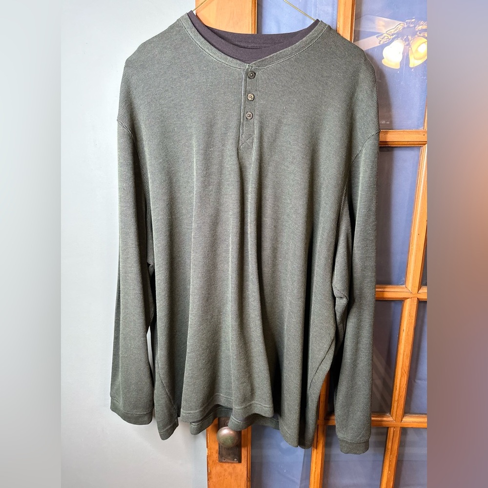 Haggar Clothing Long Sleeve 2 in 1 With Built-In Tee Green (4X/4X) Pre-Owned